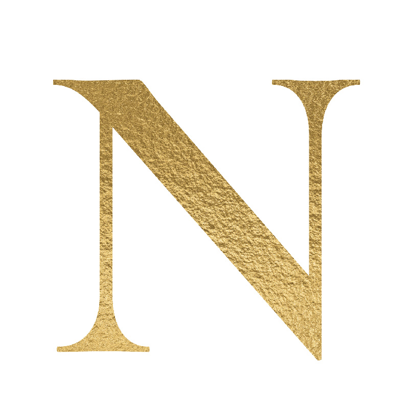 The Letter 'N' is written in capital letters in strong gold colour.