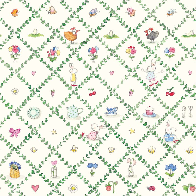 Ruby's Garden Trellis Wallpaper