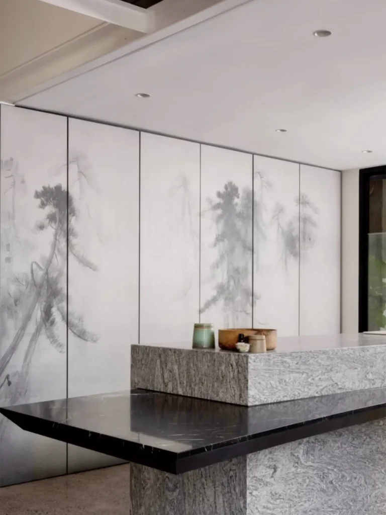 designer-kitchen-pantry-door-wall-mural-sa Custom wall mural on pantry doors in an award-winning designer kitchen, South Australia — created by The Wall Sticker Company.